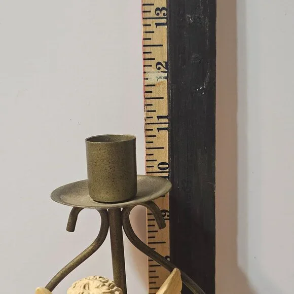 Single House Of Lloyd  Vintage Cherub Angel Candle Taper Holder Metal Resin 11" - Picture 10 of 11